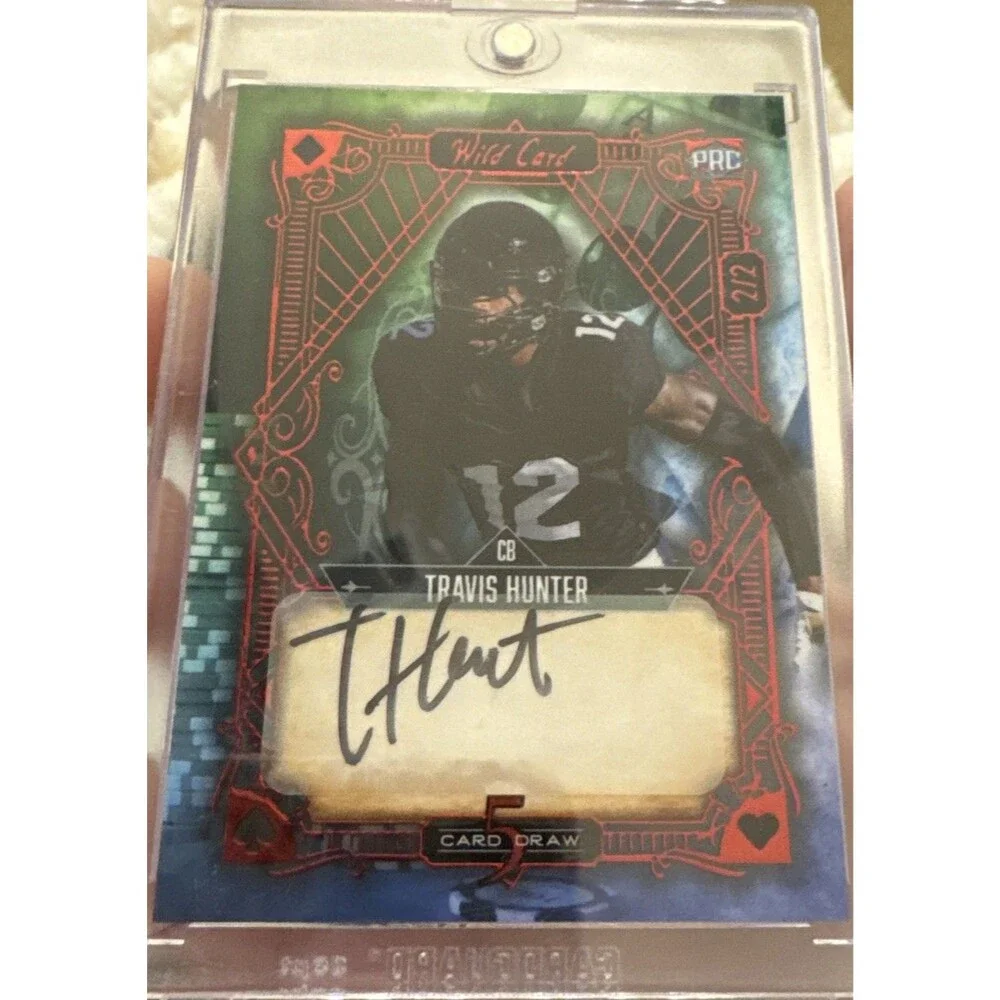 2024 WILD CARD 5 CARD DRAW TRAVIS HUNTER 2/2 Green/Blue  AUTO #5CDVA-TH